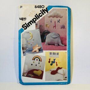 1980s Mobiles Pillows Rainbow Moon Stars Music Circus Pattern Simplicity 6480 FF